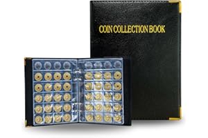 Intendvision Coin Collection Album - 20 Pages 360 Pockets Coin Storage for Collectors, 2 Coin Size Pockets Coin Holder Coin Collection Book for Coins, U.S.Pennies Dimes Nickels Quarters, Small Badges