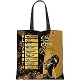 Personalized African American Tote Bags for Women, Christian Shoulder Bag with Name for Travel, Work, Gym, Black Women Gifts