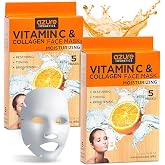 Collagen &amp; Vitamin C Nourishing Sheet Mask, Dermatologist Tested - 10 Pack | Anti-Aging, Korean Skin Care - Hydrates Deeply for a Supple, Refreshed, and Luminous-Looking Finish - Clean Beauty, Vegan
