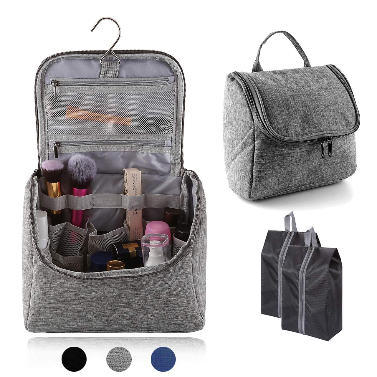 Hanging Toiletry Bag with 2 Pcs Shoe Bags, CozyCabin