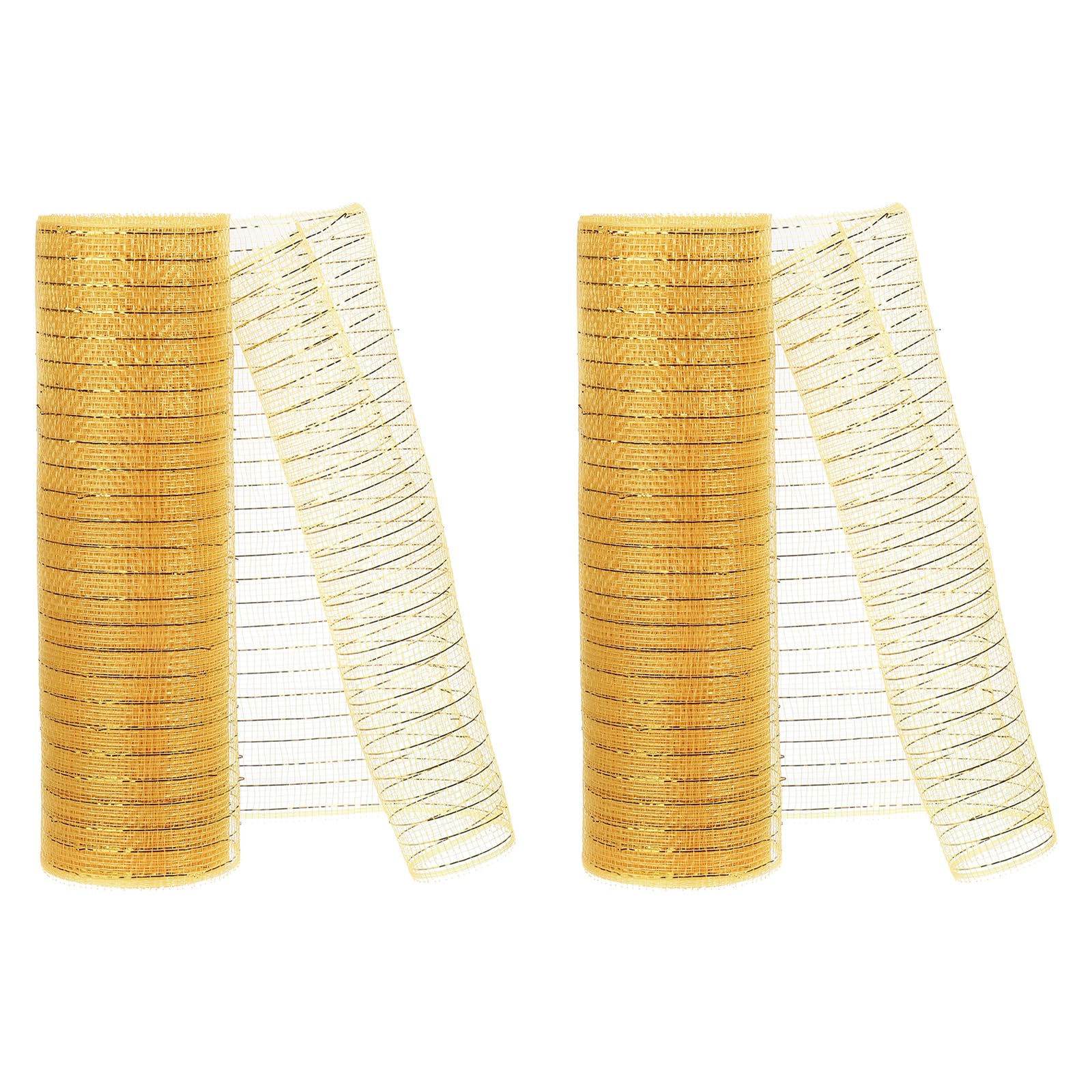 PATIKIL 2pcs Deco-Mesh, 10 Inch x 10 Yard Deco-Mesh Ribbon Roll Foil Metallic for Christmas Tree Wreaths Decoration,Dark Gold