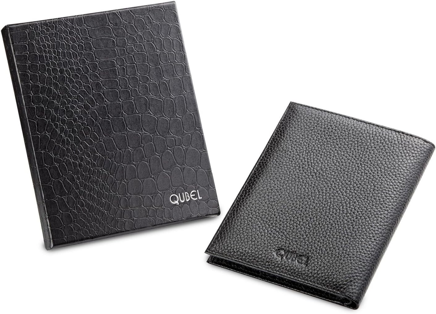  | Travel Passport Wallet Holder by Qubel - RFID Blocking - Genuine Leather - Black - For Men & Women - Gift Box Included | Passport Wallets