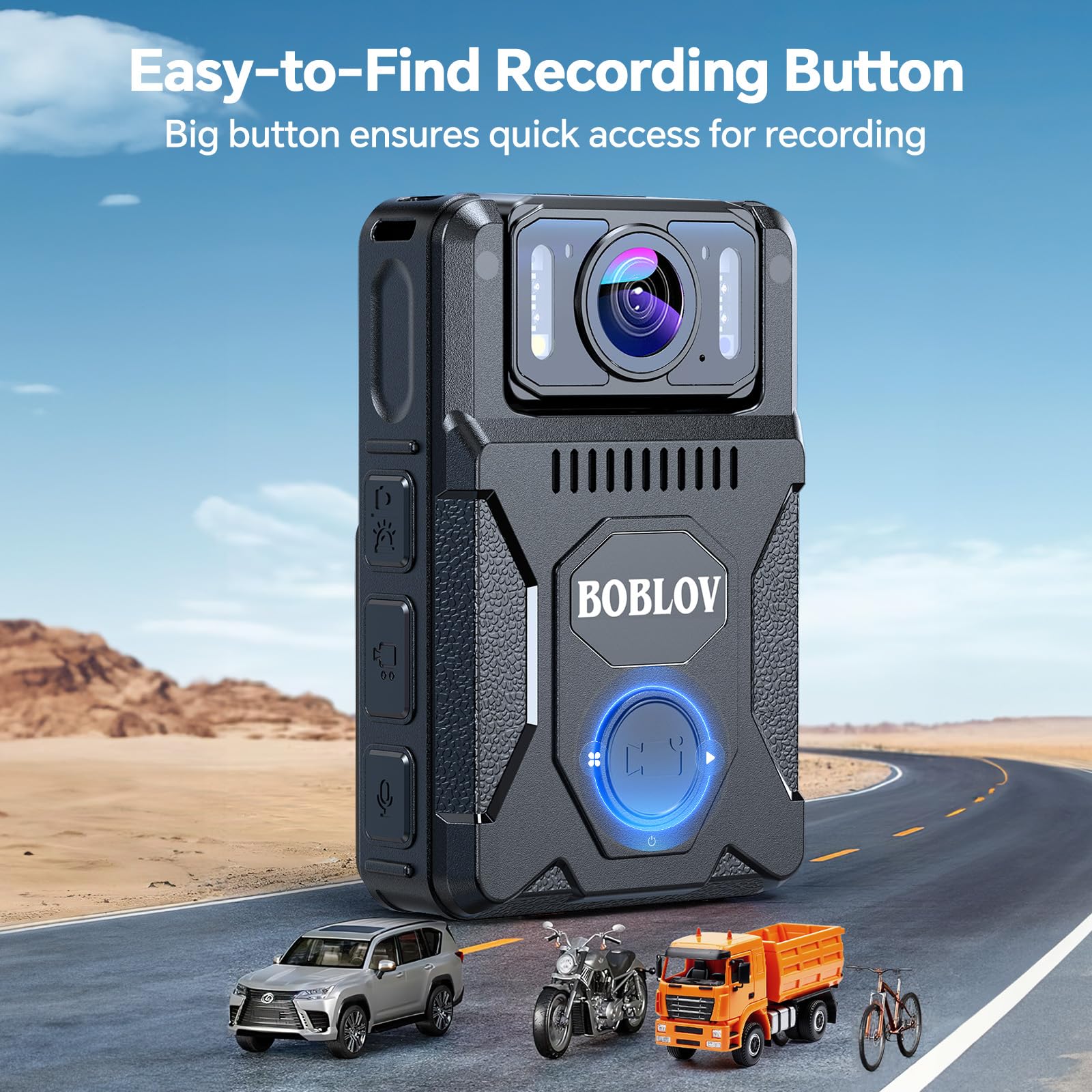 BOBLOV M7 128GB Body Worn Camera, 180° Rotate Body Cam, 4000 mAh Battery & Fast Charger, 15 Hrs Video Record, 1080P Body Camera with Audio for Police, Civilians, Law Enforcement, Delivery Job