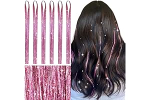 WENNALIFE Hair Tinsel Pink Tinsel Hair Extensions for Girls Glitter Hair Tinsel Hair Accessories Heat Resistant Fairy Sparkle