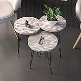 PAK HOME Set of 3 Grey Marble Nesting End Tables