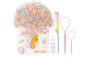 Marcoido Color Tiny Hair Rubber Bands,1500pcs Multi Color Small Hair Elactics with Hair Loop Styling Tool Set 2Pcs Braid Tools 1Pcs Rat Tail Comb For Baby Toddlers Kids.(Macaron small A+)