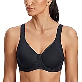 SYROKAN High Impact Sports Bras for Women Support Underwire Cross Back Large Bust Cool Comfort Molded Cup