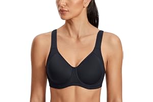 SYROKAN High Impact Sports Bras for Women Support Underwire Cross Back Large Bust Cool Comfort Molded Cup