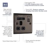 BG Electrical Nexus Black Nickel Switched Power Socket with 2.1A USB Charging view 3