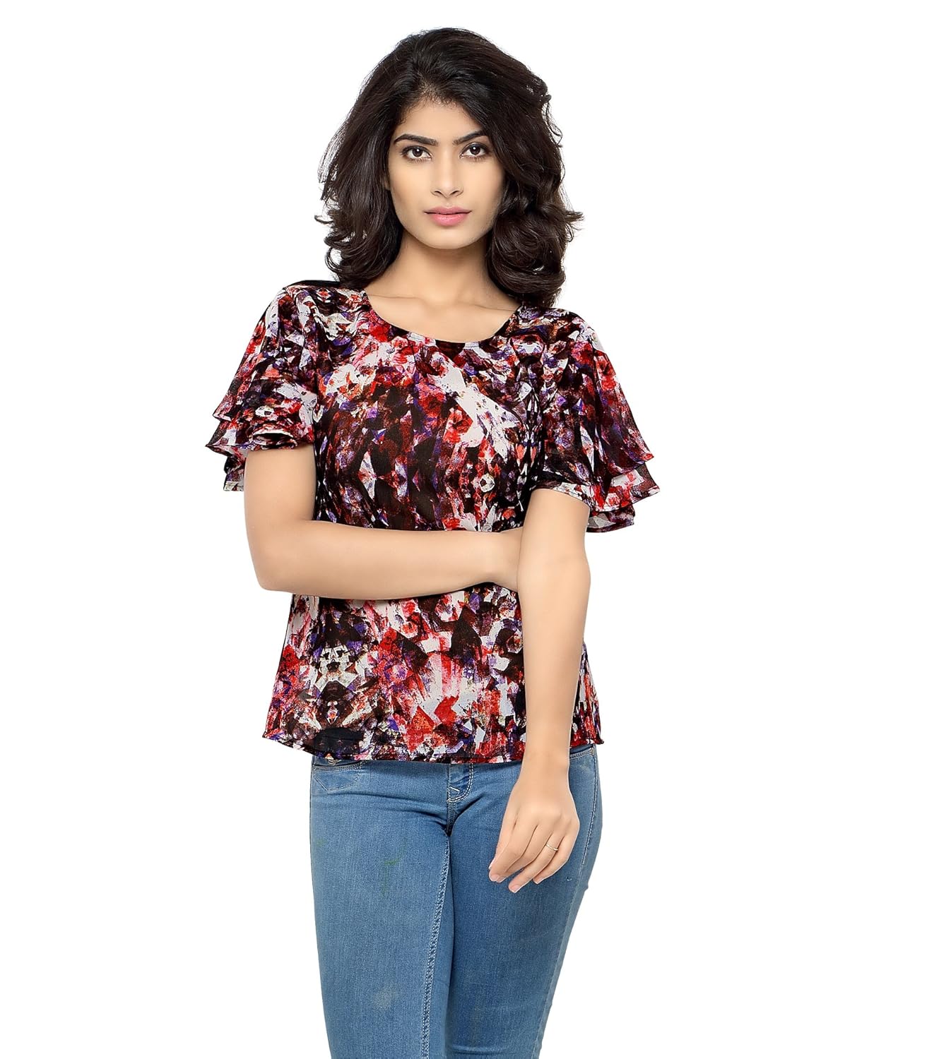 serein women's top (multi blouse with double bell sleeves)
