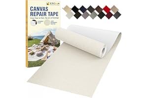 Xroam Canvas Repair Tape, 3.2 x 63 Inch Waterproof Heavy Duty Fabric Tape for Furniture, Self Adhesive Canvas Repair Patches for Boat Covers, Sofas, Tents, Louge Chairs, Canopy, Awning Ivory White