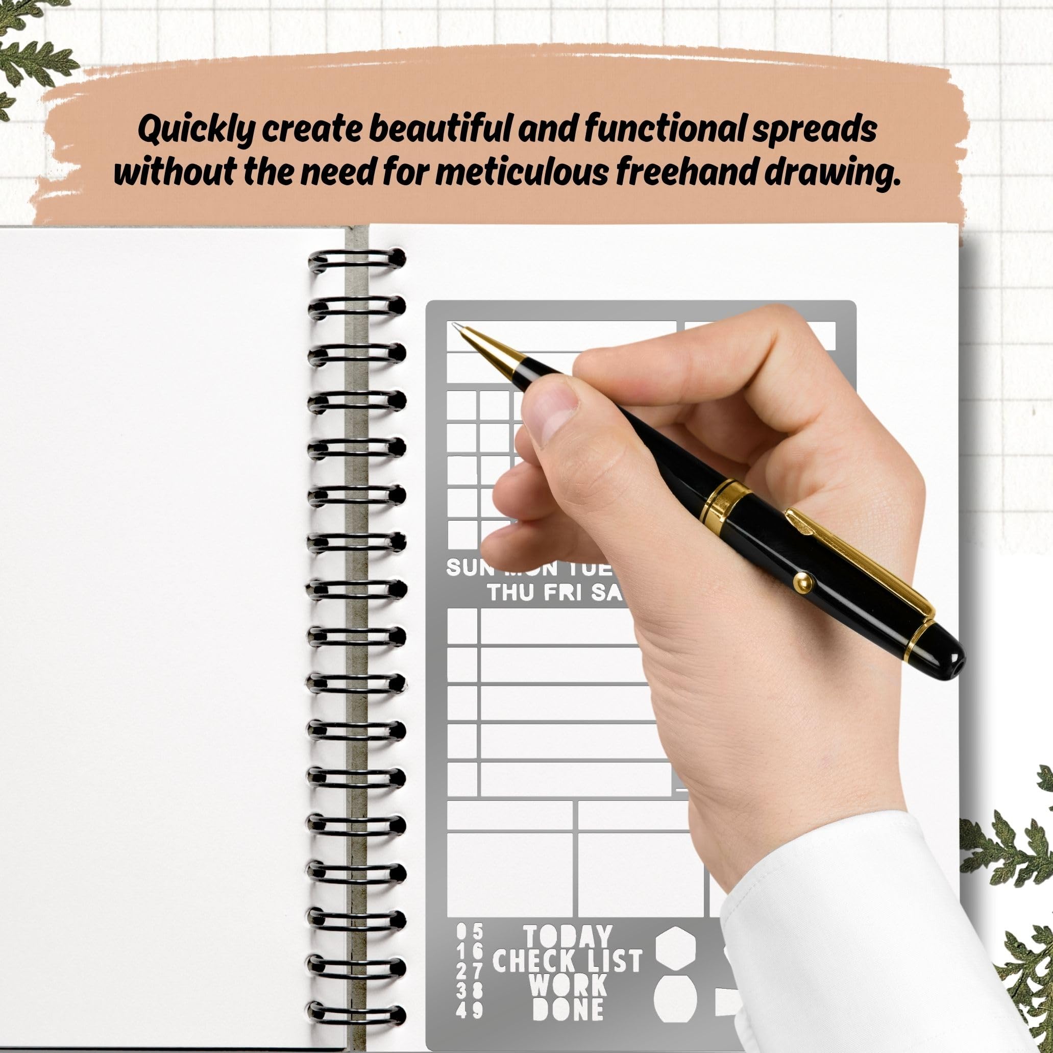 Performore Stainless Steel Stencil - Precision Crafting Tool for Drawing, Journaling, Templates, and Scrapbooks (4.13