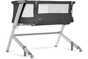 Dream On Me Skylar Bassinet and Beside Sleeper in Black, Lightweight and Portable Baby Bassinet, Five Position Adjustable Height, Easy to Fold and Carry Travel Bassinet, JPMA Certified