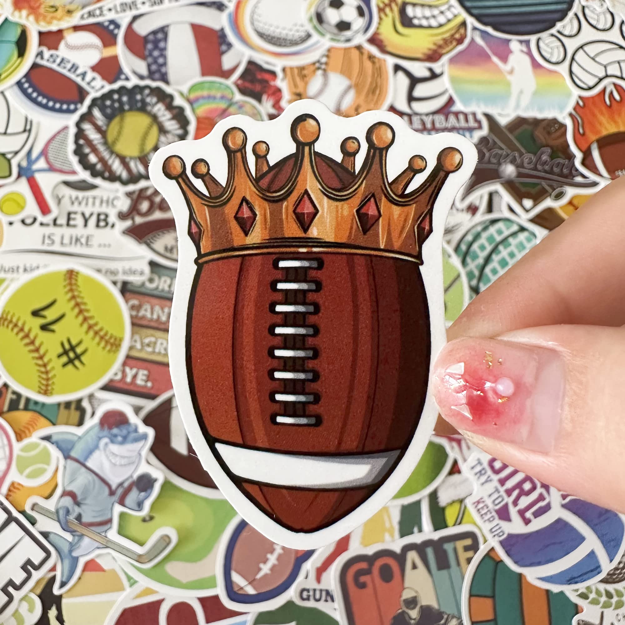 AOWDIAO Sports Stickers 200 Pcs Ball Sports Themed Vinyl Water Bottle Stickers for Kids Teens