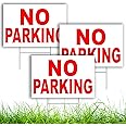 3 PC No Parking Signs with Stakes - 8x12 Coroplast No Parking on Grass Sign - Keep Off Grass Sign - No Parking Signs with Stand