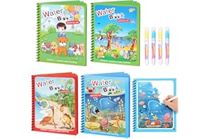 XBAGSJ 4 Pack Reusable Water Coloring Books for Toddlers, Paint with Water Books,Mess-Free Coloring Book, Portable Educational Doodle Drawing Toy, Improving Children's Imagination, Color Perception