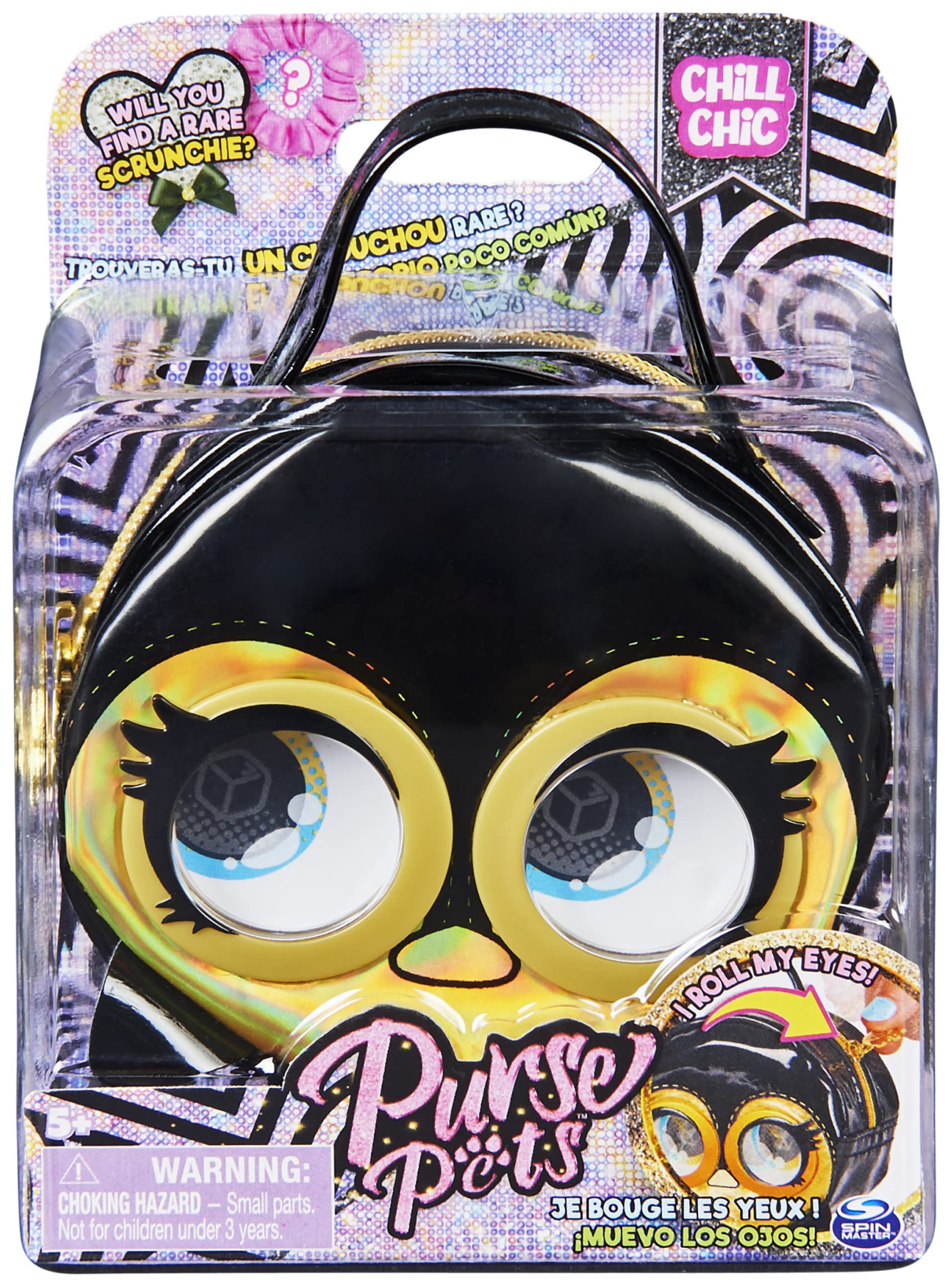 Purse Pets Micros, Chill Chic Penguin Stylish Small Purse with Eye Roll Feature, Kids’ Toys for Girls Aged 5 and Above