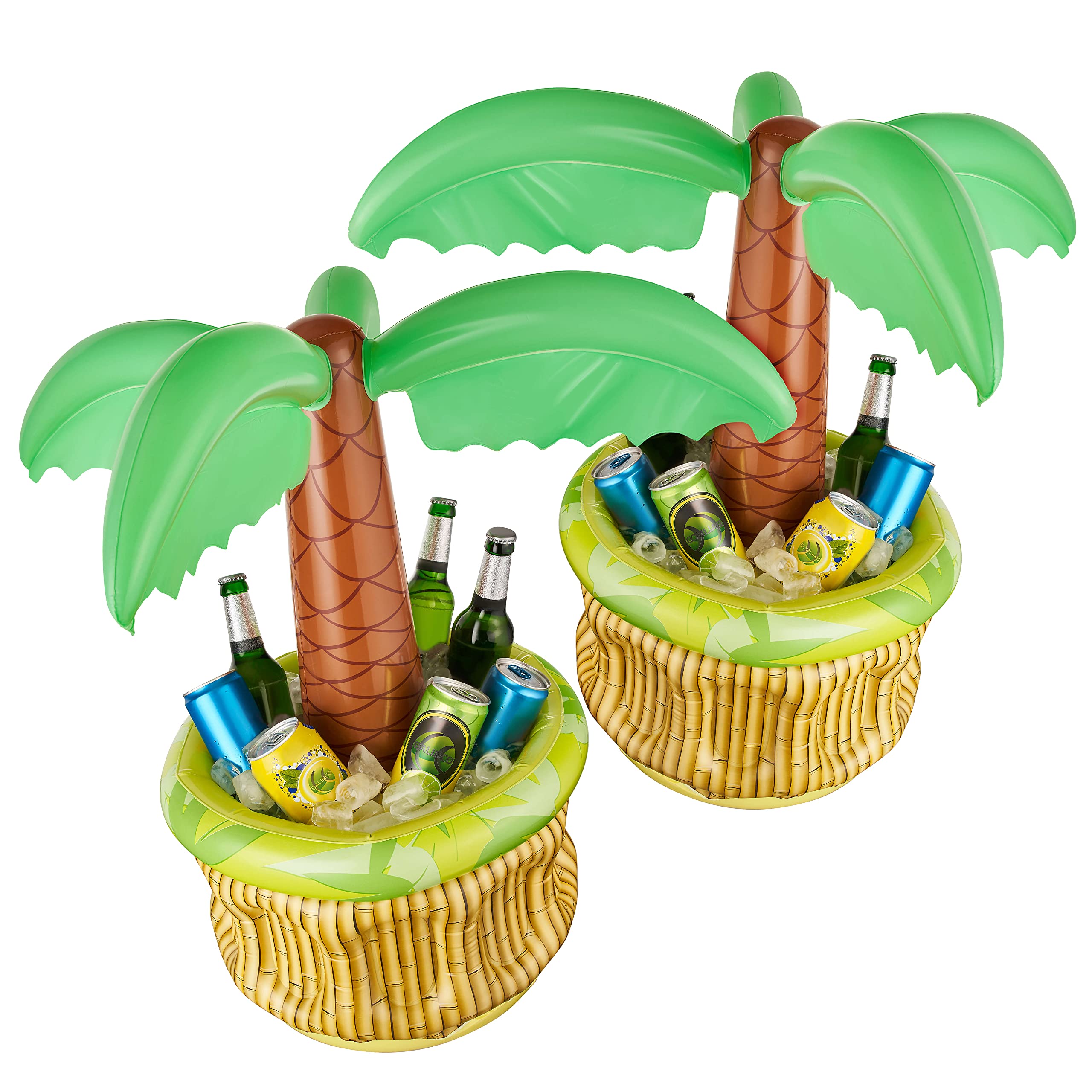 Balinco 2x Inflatable Palm Beer Cooler Beer Party Cooler Ice Bucket Party Accessories Inflatable Party Cooler for Summer Swimming Pool Theme Party