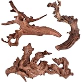 majoywoo Natural Driftwood for Aquarium Decor Fish Tank Decor Reptile Decor | Assorted Driftwood Branch 6-10" 3 Pcs, Natural Driftwood for Aquascaping and Reptile Decor