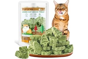 PuPoPan Cat Grass Teething Sticks, 3.52Oz Edible Freezed Drying Cat Grass Treats, Cat Snacks for Hairball Removal and Dental Care