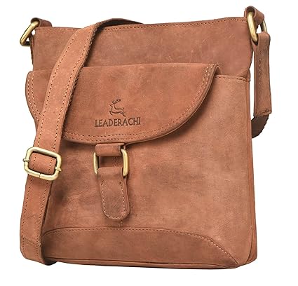 Leaderachi Mens Brown Hunter Leather Sling Bag - Cantazaro
