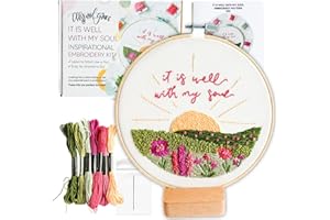 ELLY AND GRACE Elly & Grace Christian Embroidery Kit with Embroidery Hoop, Easy Embroidery Kit for Beginners and Adults, Full Embroidery Hoop Kit with Needles and Thread Included (It is Well)