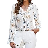 Blooming Jelly Womens Dressy Casual Blouse Business Long Sleeve Tops Ruffle V Neck Work Shirt Fall Outfit 2025