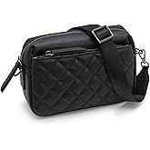 Alldaily Small Triple Zip Crossbody Purse for Women, Vegan Leather Phone Bag with Wide Shoulder Strap