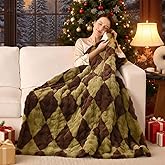 Bearhug Heated Throw Blanket, 50" × 60" Electric Throw, Faux Fur & Warm Sherpa, 4h Auto-Off Timer & 6 Heating Levels,ETL Certified, Machine Washable, Gift Box Packaging
