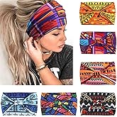 Awumbuk Wide Headbands for Women Knotted No Slip Head Bands Soft Turban Headband Hair Accessories Boho African Solid Color Head Wraps for Women Yoga Workout Pack of 6