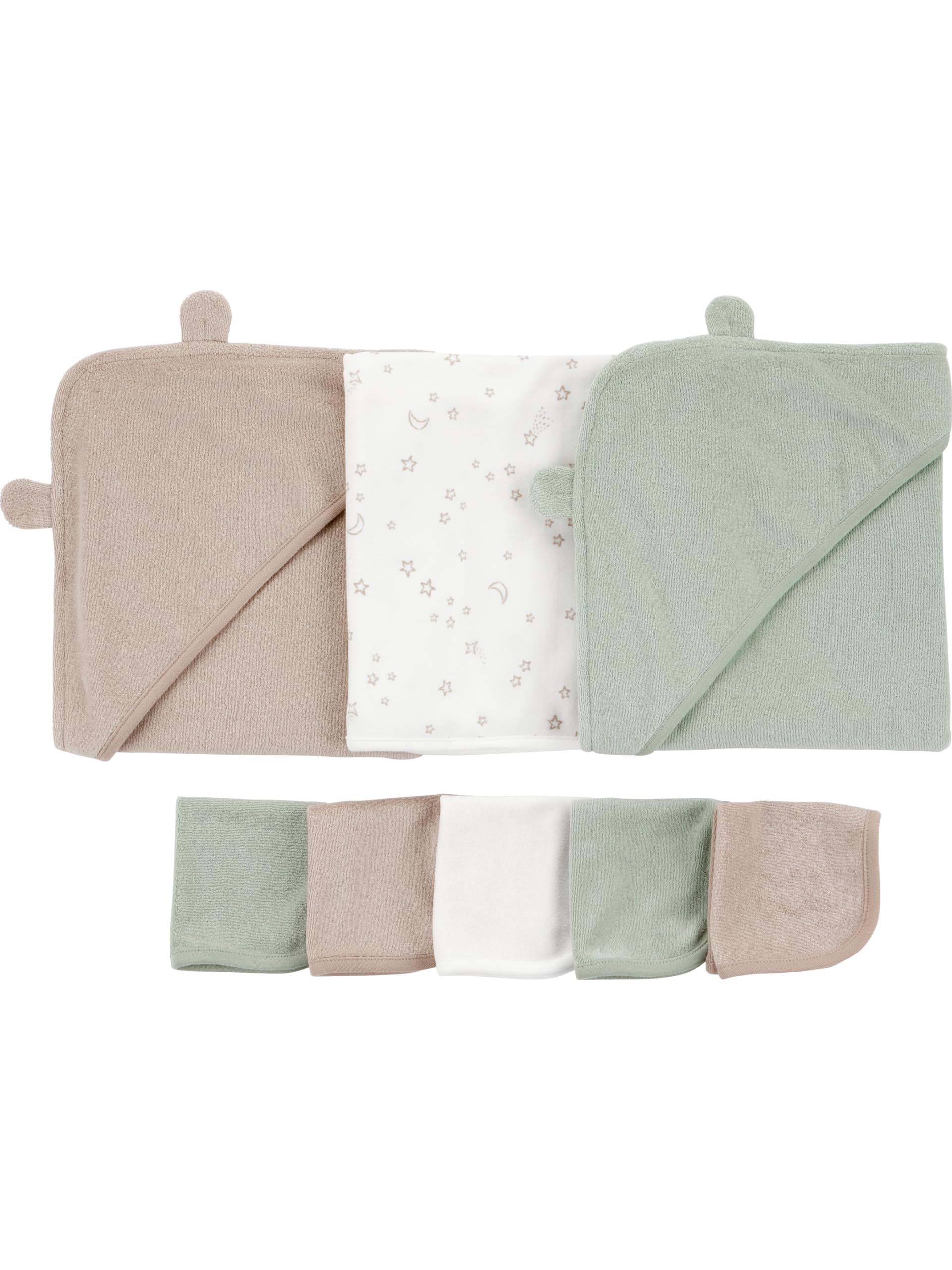 Simple Joys by Carter's Neutral 8-piece Towel and Washcloth Set, Neutral Blue Green Brown, OSZ Image