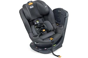 Chicco Fit360 ClearTex Rotating Convertible Car Seat with 360 Degree Rotation for Rear-Facing and Forward-Facing, LeverLock Self-Tensioning Lock System | Carbon/Grey