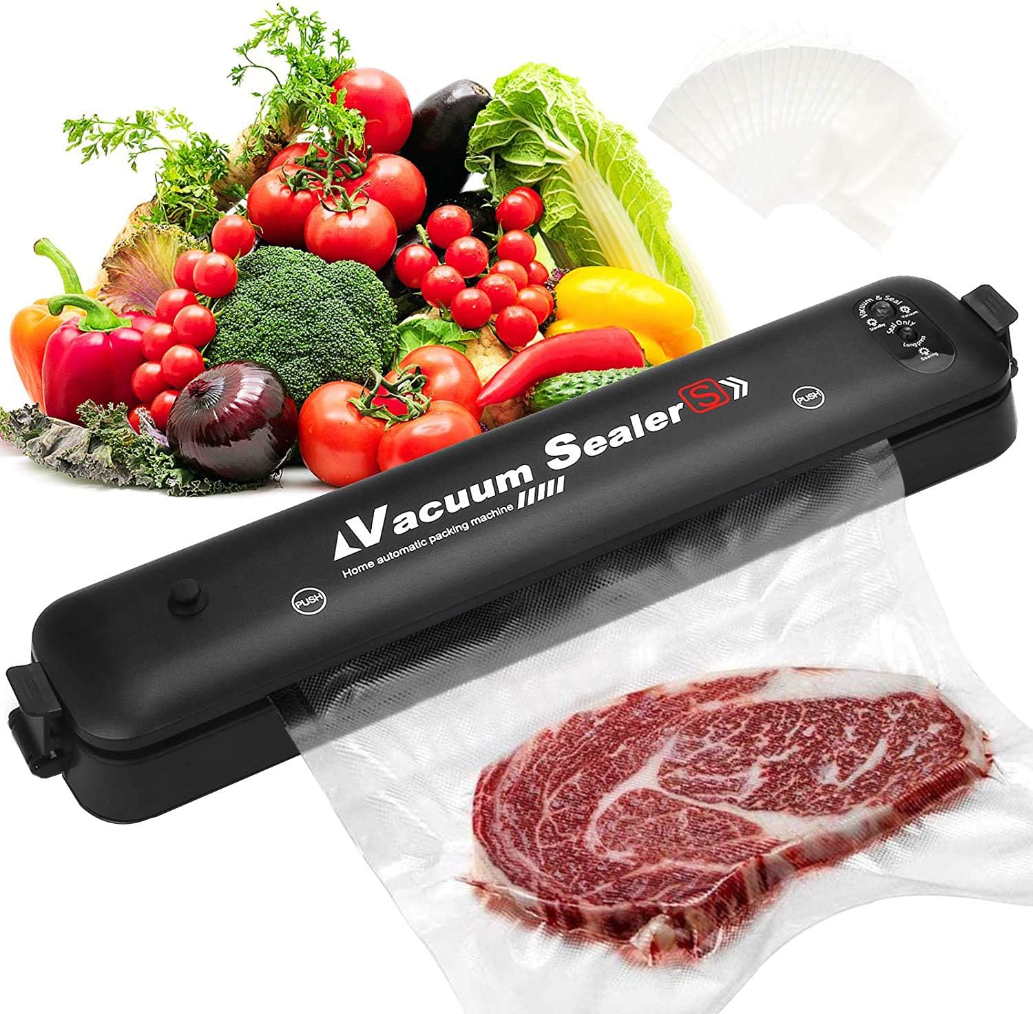 Vacuum Sealer Machine, Automatic Food Sealer For Foodsaver with 15 Vacuum Sealer Bags | Compact Design | Lab Tested | Safety Certified | Vacuum and Seal Modes