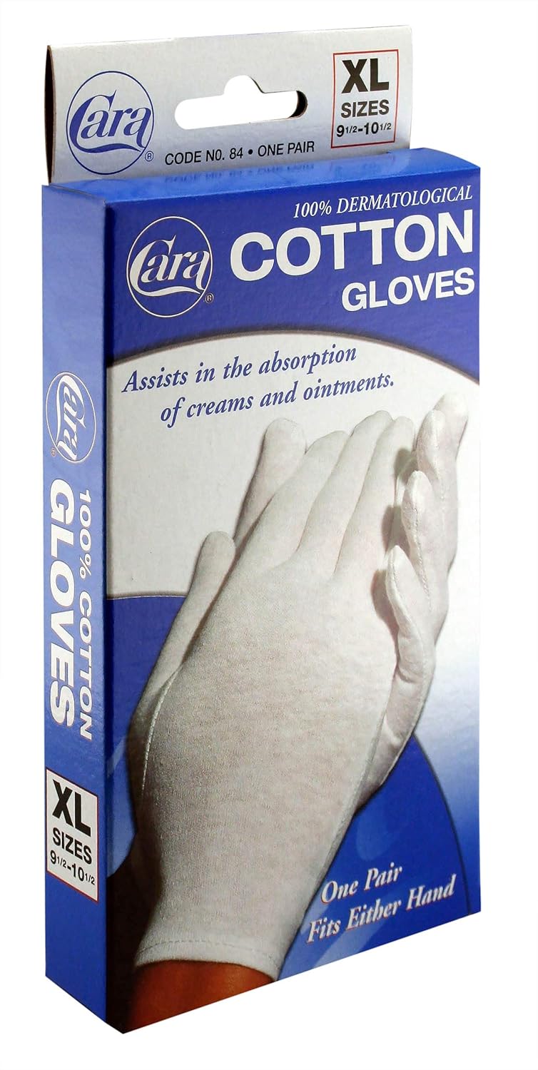 CARA Moisturizing Eczema Cotton Gloves, Extra Large, 1 Pair : Moisturizing Gloves : Beauty