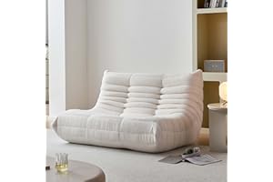 YVDNHP Bean Bag Chair for Adults, Oversized Loveseat Fireside Chair Comfy Lazy Floor Sofa, 2 Seater Lazy Sofa Couch Memory Foam Bean Bag for Living Room, Bedroom Apartment Office (Beige)