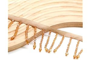 KEHUADIY 2 Yard Rhinestone Ribbon Tassel Irregular Rhinestone Fringe Tassel Crystal Beaded Fringe Trim Sewing Beaded Fringe for Curtain Lampshades and DIY Clothing Wedding Decoration (Brown)