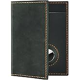 WHENON Passport Holder for Travel, Genuine Leather Passport Holder with Airtag, Rfid Passport Wallet Cover Case for Women Men, Travel Essentials Gift, Green