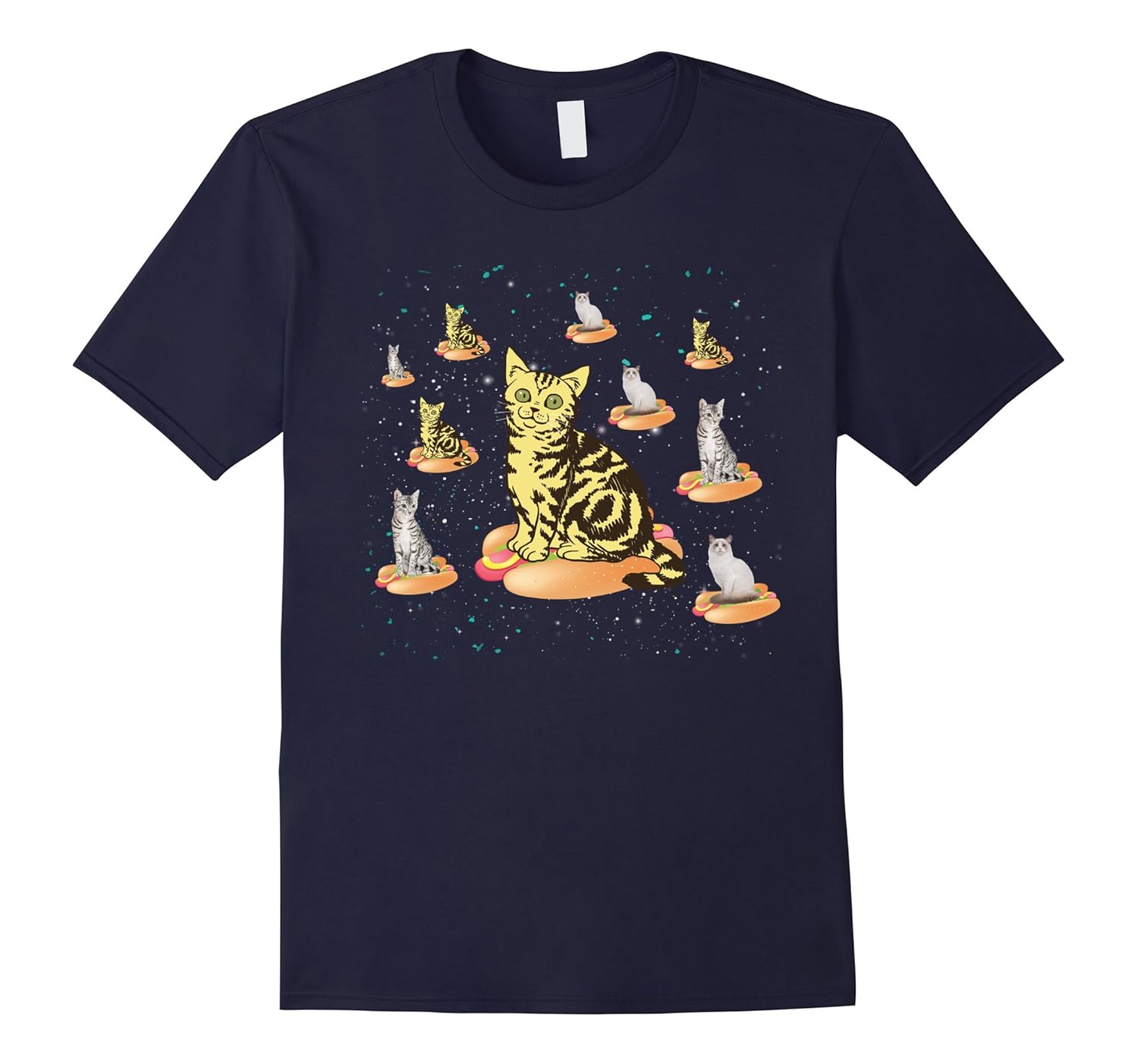 Space Cat On Hot Dog T-Shirt-AZP