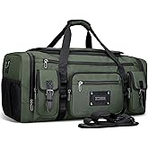 WITZMAN Duffle Bag for Men Large Carry On Weekender Bag 54L Nylon Duffle Gym Bags for Travel with Shoes Compartment(B717 Army Green)