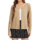 Froggirl Women’s Long Sleeve Round Neck Button Down Cardigan Sweater with Sparkle Rhinestone – Elegant Knit Top