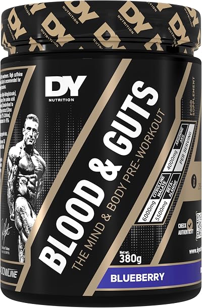 DY Nutrition Blood & Guts Pre Workout Powder Blueberry 380g 350mg Caffeine