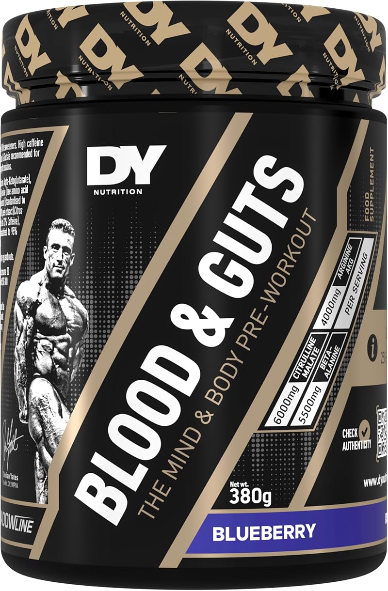 DY Nutrition Blood & Guts Pre Workout Powder Blueberry 380g 350mg Caffeine