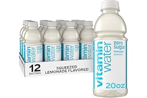 GLACEAU VITAMINWATER vitaminwater Zero Sugar Squeezed Lemonade Nutrient Enhanced Flavored Water Beverage, 20 fl oz Bottles, 12 pack
