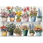 PICKFORU Blooming Collection Jigsaw Puzzles 1000 Pieces, Flower Vase Puzzles for Adults, Nature Wildflower Plant 1000 Piece Puzzle