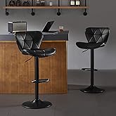Nestvatto Bar Stools Set of 2, Modern Swivel Counter Height Bar Stools, Adjustable Leather Bar Chairs with Backrest, Upholste