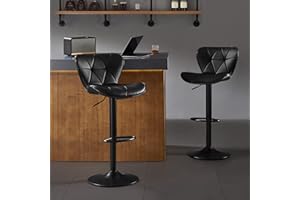 Nestvatto Bar Stools Set of 2, Modern Swivel Counter Height Bar Stools, Adjustable Leather Bar Chairs with Backrest, Upholste