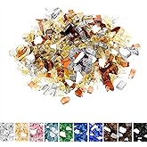 Mr. Fireglass Blended Reflective Fire Glass for Fire Pit Fireplace and Landscaping, 10 Pounds 1/4 Inch Mixed Colored High Luster Fire Rocks for Outdoor and Indoor Use Copper+Gold+Platinum