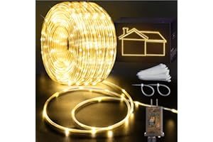 KNONEW 100ft Rope Lights Indoor,300LED String Lights Outdoor Waterproof 8 Modes Clear Tube Lights for Outside,Bedroom,Wedding,Camping,Garden,Patio,Christmas,Tree,Holiday Decoration(Warm White
