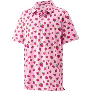 Srysrfp Youth Golf Shirts for Boys Short Sleeve Printed Collared Shirts | Performance Dry Fit Stretch Fabric,Moisture Wicking
