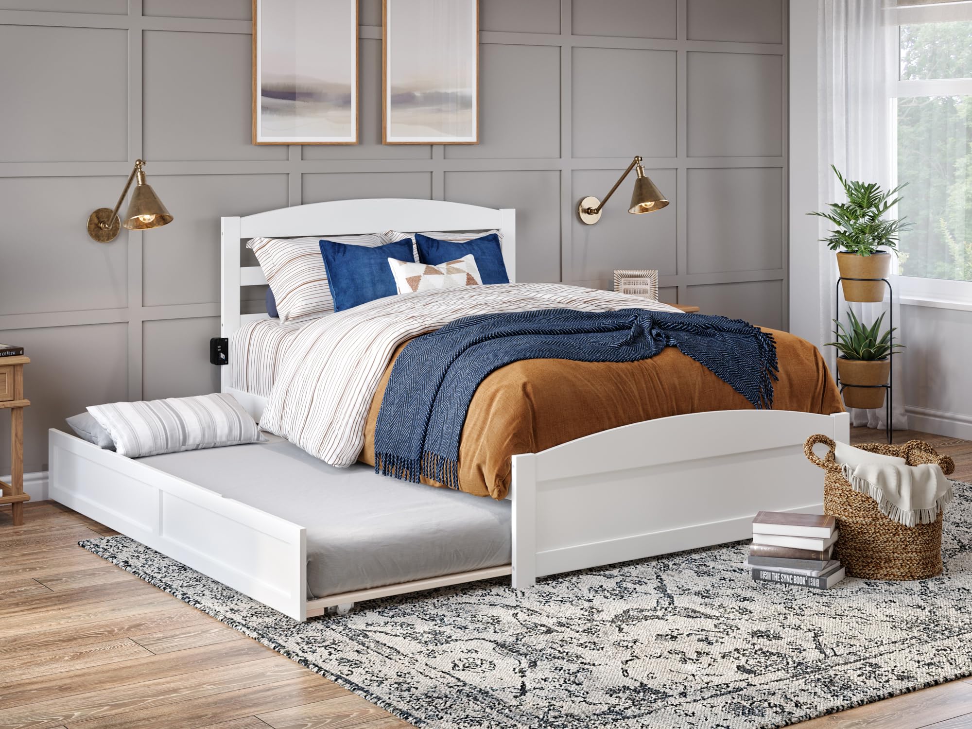 Photo 1 of **2 box set**
AFI, Warren Full Platform Bed with Matching Footboard & Twin Trundle, White